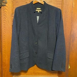 Talbots Blue Cashmere Wool Blend Lined Blazer 18